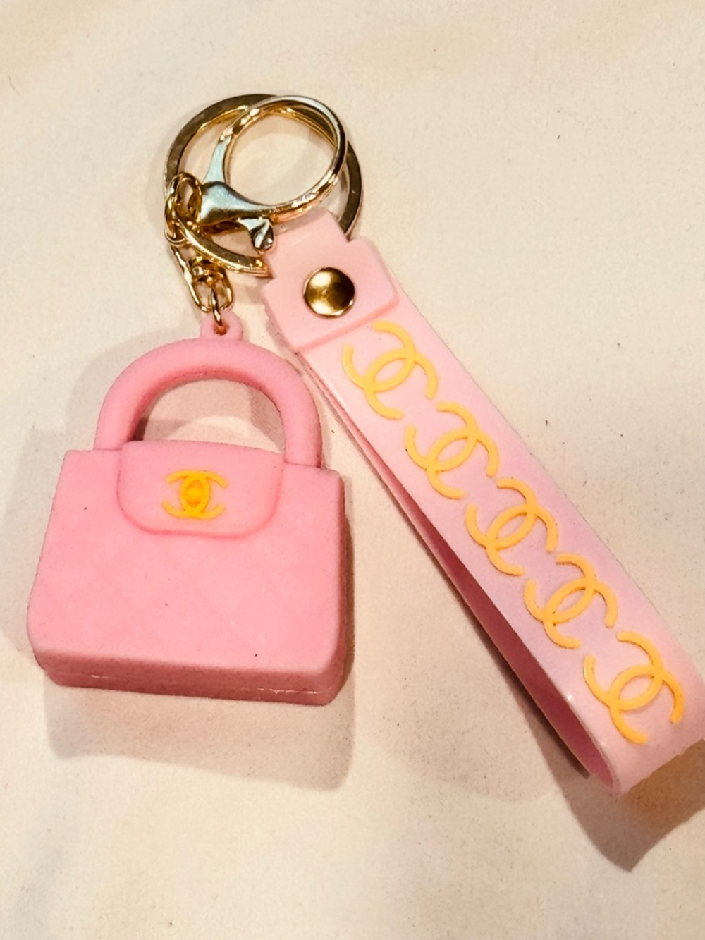Pink Mini Purse Keychain Wristlet Silicone Bag Charm Keyring NWOT